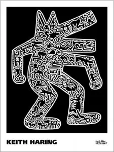 Keith Haring: Dog, 1985, Offsetprint, signed in print on the bottom right, 61 x 47 cm.