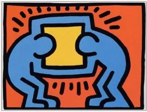 Keith Haring: ‘ POP SHOP VI (2)’ 1989, Screenprint, edition 0f 200, size: 13.5 x 16.5 in. Estate stamped, dated, numbered and signed in pencil by the Executor for the Keith Haring Estate, Julia Gruen. Certificate of Authenticity on verso.
