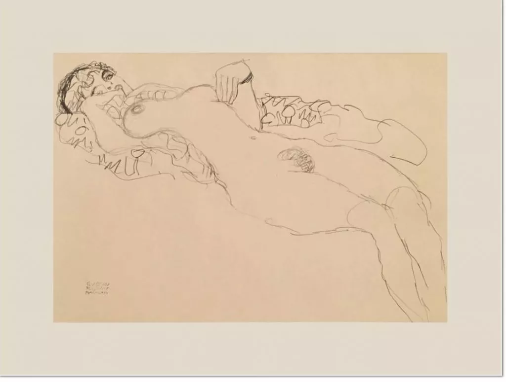 Gustav Klimt, Woman at Rest, (from 25 Drawings Selected and Edited by Alice Strobl), 1964, Facsimile print