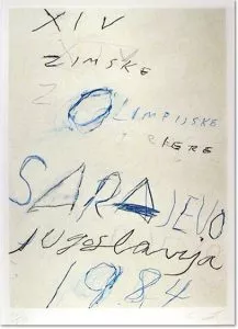 Cy Twombly - Sarajewo, 1984., etching with aquatint and lithograph printed in colours, 1984, signed, inscribed 'right to print' and dated 83 in pencil, the bon a tirer proof before the edition of 150, on wove paper, with full margins, 765 x 545 mm (30 1/8 x 21 1/2 in)