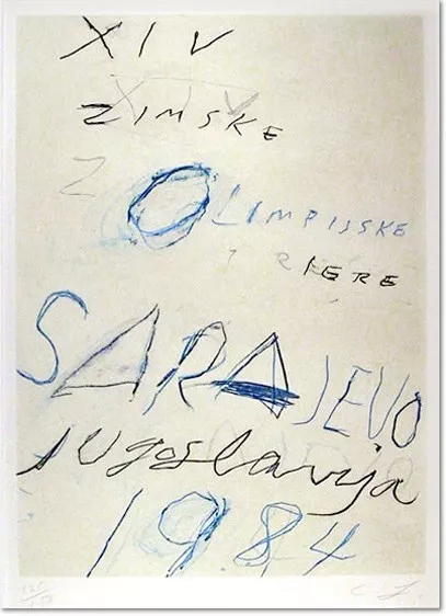 Cy Twombly - Sarajewo, 1984., etching with aquatint and lithograph printed in colours, 1984, signed, inscribed 'right to print' and dated 83 in pencil, the bon a tirer proof before the edition of 150, on wove paper, with full margins, 765 x 545 mm (30 1/8 x 21 1/2 in)