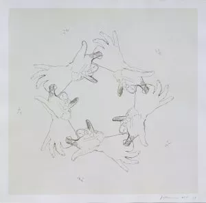 Bruce Nauman Untitled(from Fingers & Holes Series), 1994 Monoprint, with varying color application produced from screen matrix 35