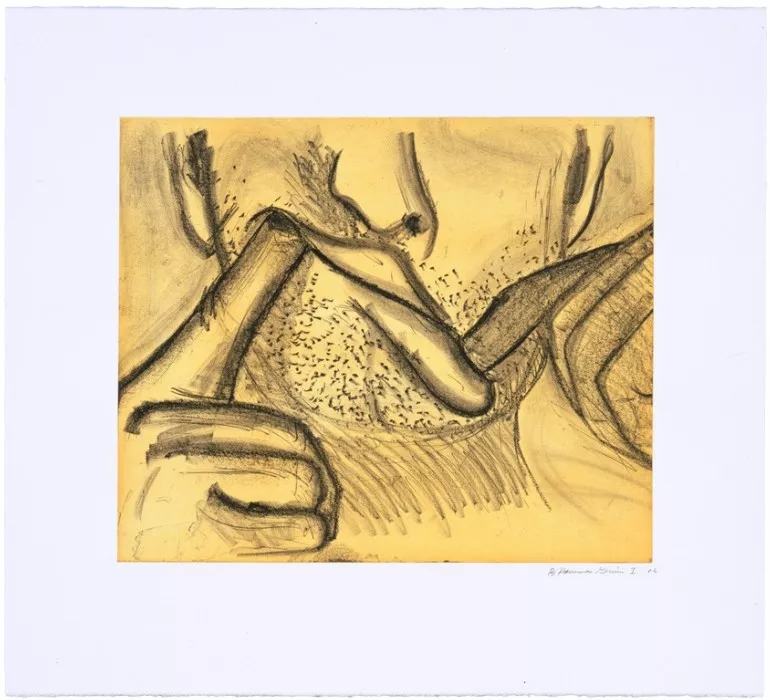 Bruce Nauman Soft Ground Etching - Lavender, 2007, 1 of 2 color etchings 29 1/2
