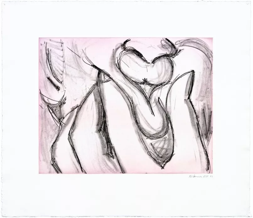 Bruce Nauman Soft Ground Etching - Lavender, 2007 2 color etchings 29 1/2