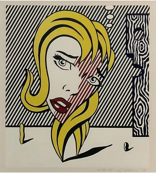 Roy Lichtenstein: ‘Blonde’, 1978, Lithograph on Arches paper, from the Surrealist Series (C.153), signed, numbered, and dated in pencil, lower right, image Size: 21.75 x 19.125 in, total size: 29.75 x 27 in. We offer one of the E.A. This artwork is in excellent condition.