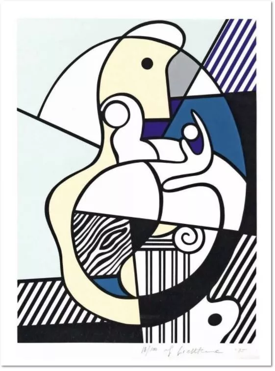 Roy Lichtenstein: ‘Homage to Max Ernst’, 1975, Screenprint on Arches 88 paper, from ‘Bonjour Max Ernst portfolio’, hand-signed, dated and numbered in pencil, from the edition printed by Tyler Graphics, Mt. Kisco, NY of 100 with the printer’s blind stamp, size: 25 15/16 x 20 (66 x 50.8 cm