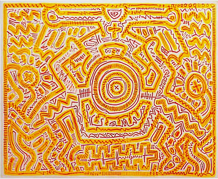 Keith Haring: 'Untitled', 1986, Sugarlift aquatint and drypoint on Hahnemühle Bütten 300 gr., signed and numbered by the artist, edition of 45, size: 75 x 65 cm