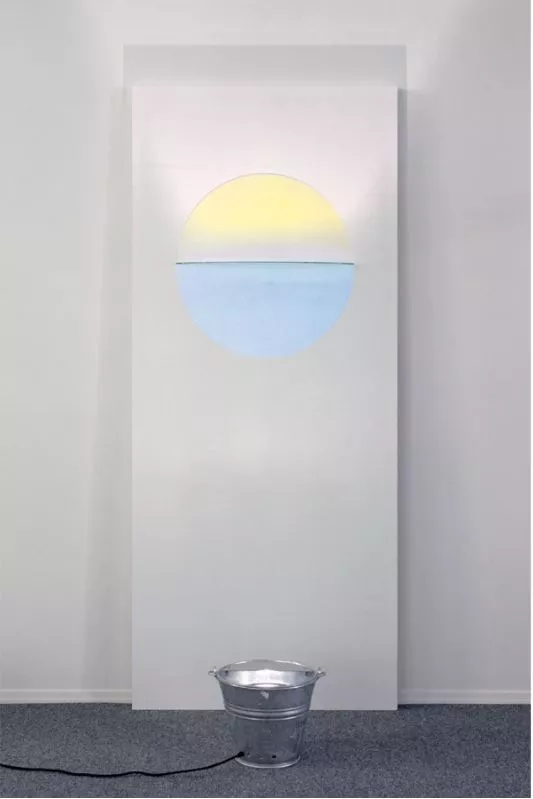 Olafur Eliasson: 'Sunset Door', 2006, from Door Cycle, wooden door panel with color effect filter and light. Size: door 210 x 90 x 12 cm (82¾ x 35½ x 4¾