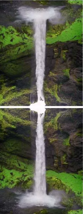 Olafur Eliasson: Contact is Content at Seljalandsfoss, 2014, 2 x C - Prints. edition of 100, each 53 x 42 cm