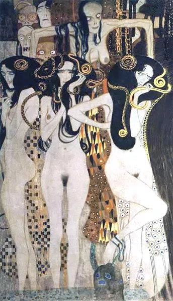 Gustav Klimt-beethovenfries-die-feindlichen-gewalten-detail1