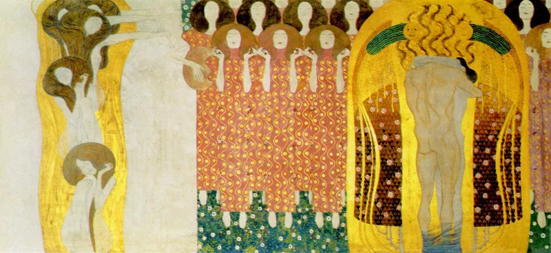 Gustav klimt-beethovenfries-kuenste-paradieschor-umarmung