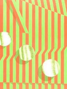 Tomma Abts: ‘Untitled”, 2013, colour lithograph in red, green and white / laid paperboard, 15 copies, signed, numbered and dated at the back side, 35 x 26,5 cm. The lithograph is Tomma Abt’s contribution to the portfolio: “Klasse Tomma Abts”, which contains 16 further prints by her students