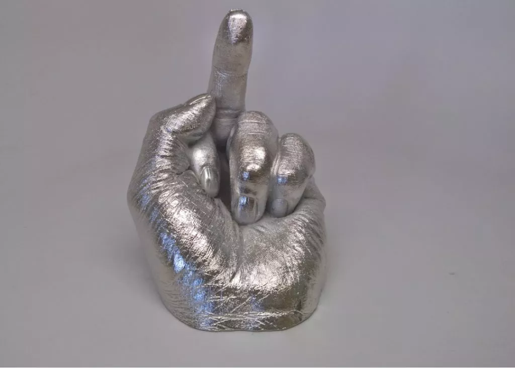 Ai Weiwei “Artist’s Hand” 2017 Rhodium Plated Sculpture 5 X 4 X 4 Inches Edition Of 1000